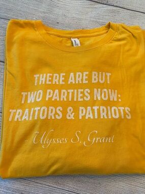 Patriots and Traitors Yellow Graphic Tee with Ulysses S. Grant Quote
